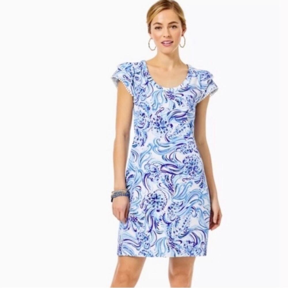 Lilly Pulitzer Bridgitte Cotton Shift Dress Resort White Don't Be Jelly XXS